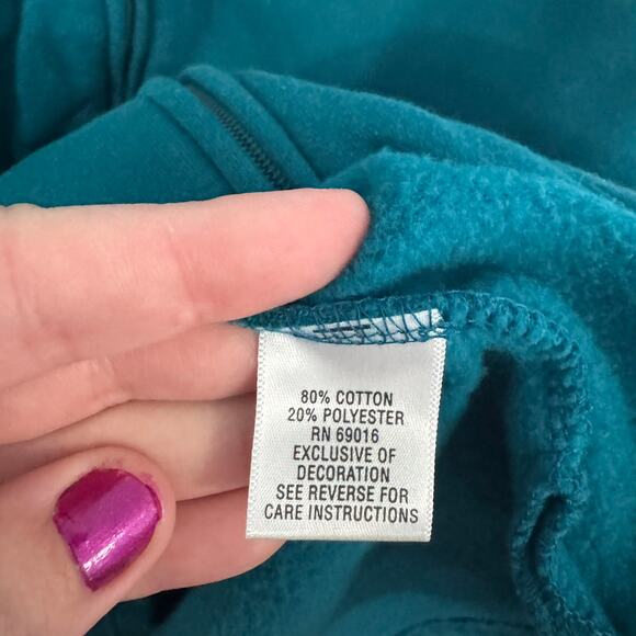 Breckenridge Teal Sunflower Full Zip Sweatshirt / Jacket Size Large w/ Pockets - Picture 6 of 8